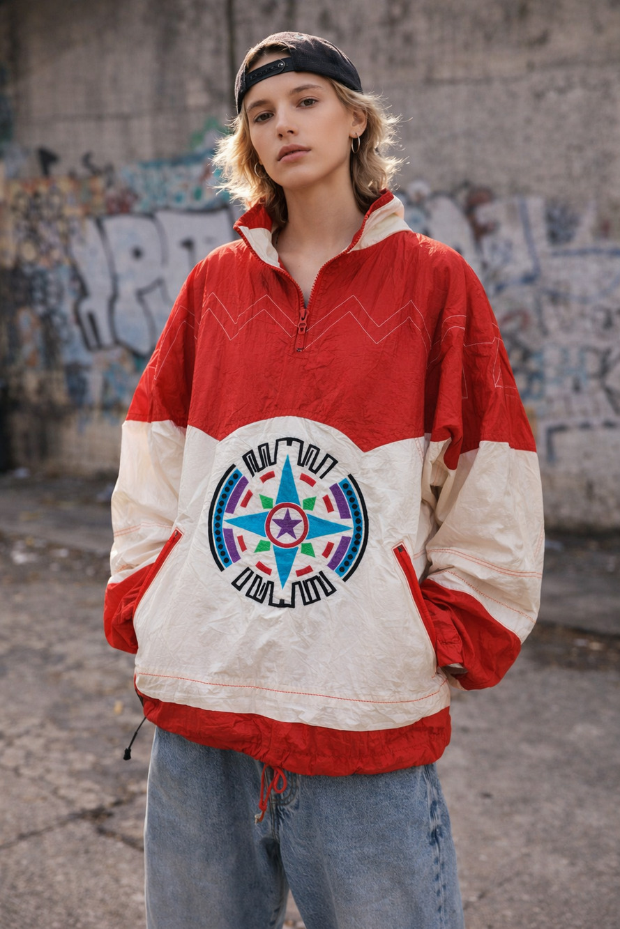 Vintage 90s Lavon Colorblock Pullover Jacket Oversized Unisex Size M